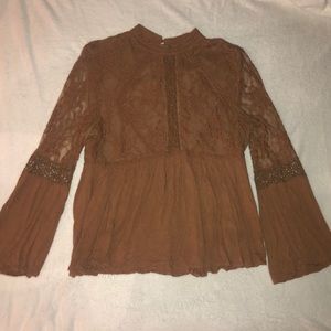 American Eagle Brown Lace Blouse